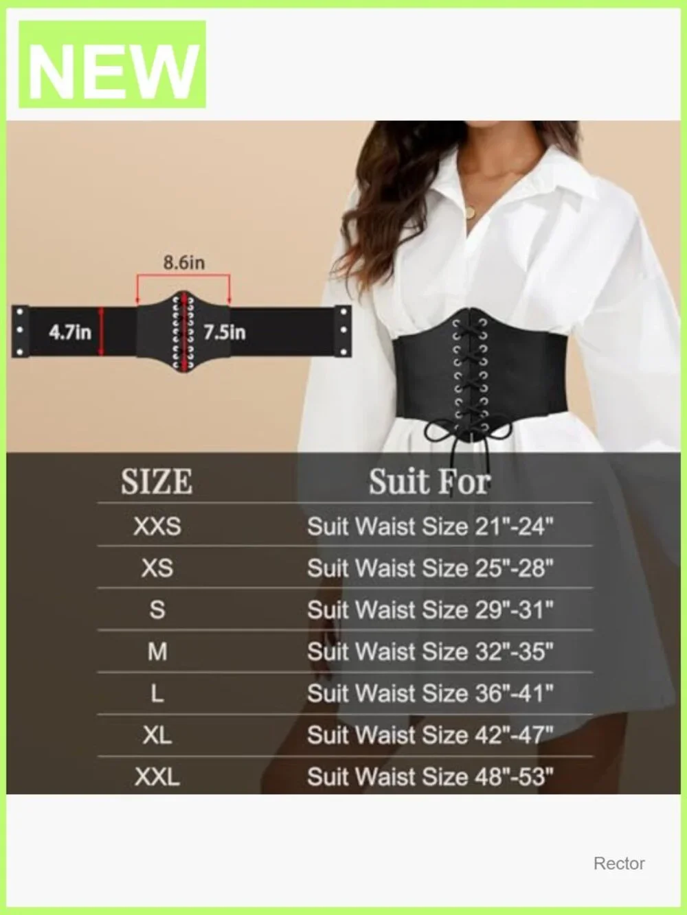 Vintage Lace-up Corset Waist Belt Wide Elastic Faux Leather Waspie